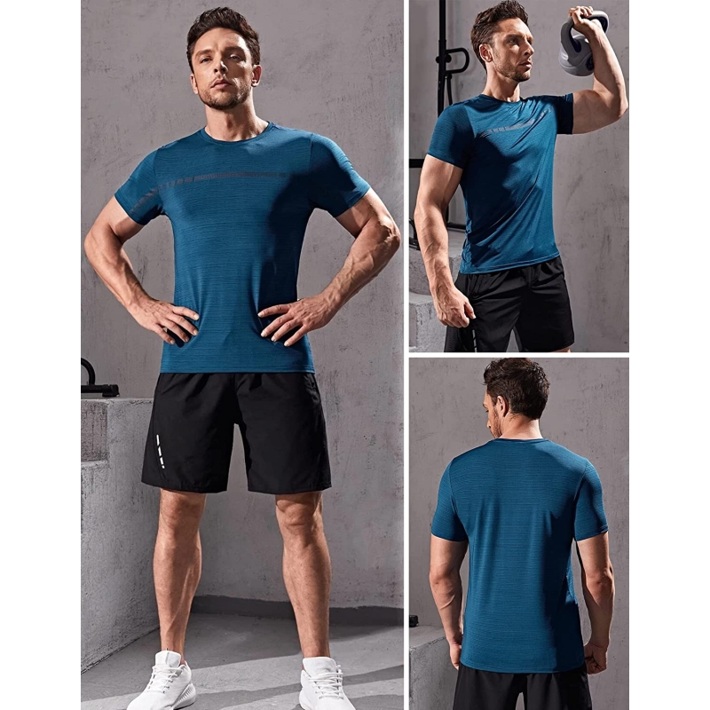 5 Pack Men’s Active Quick Dry Crew Neck T Shirts | Athletic Running Gym Workout Short Sleeve Tee Tops Bulk - Image 7